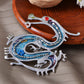 Antique Ruby Beads Blue Enamel Dragon Monster Brooch Pin