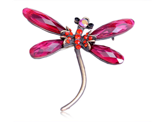 Craft Ruby Red Light Siam Jewel Dragonfly Tiny Brooch Pin Pendant