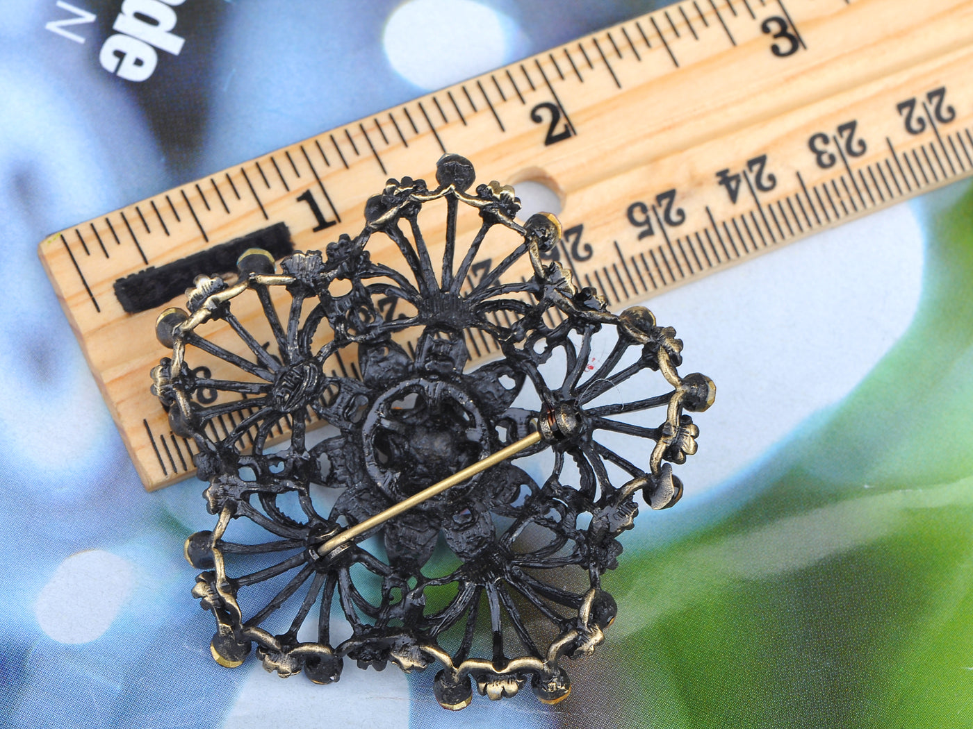 Bridal Wedding Craft Dressy Brass Flower Floral Multi Brooch Pin