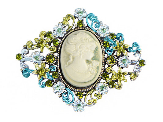 Diamond Shape Cameo Able Antique Brooch Pin