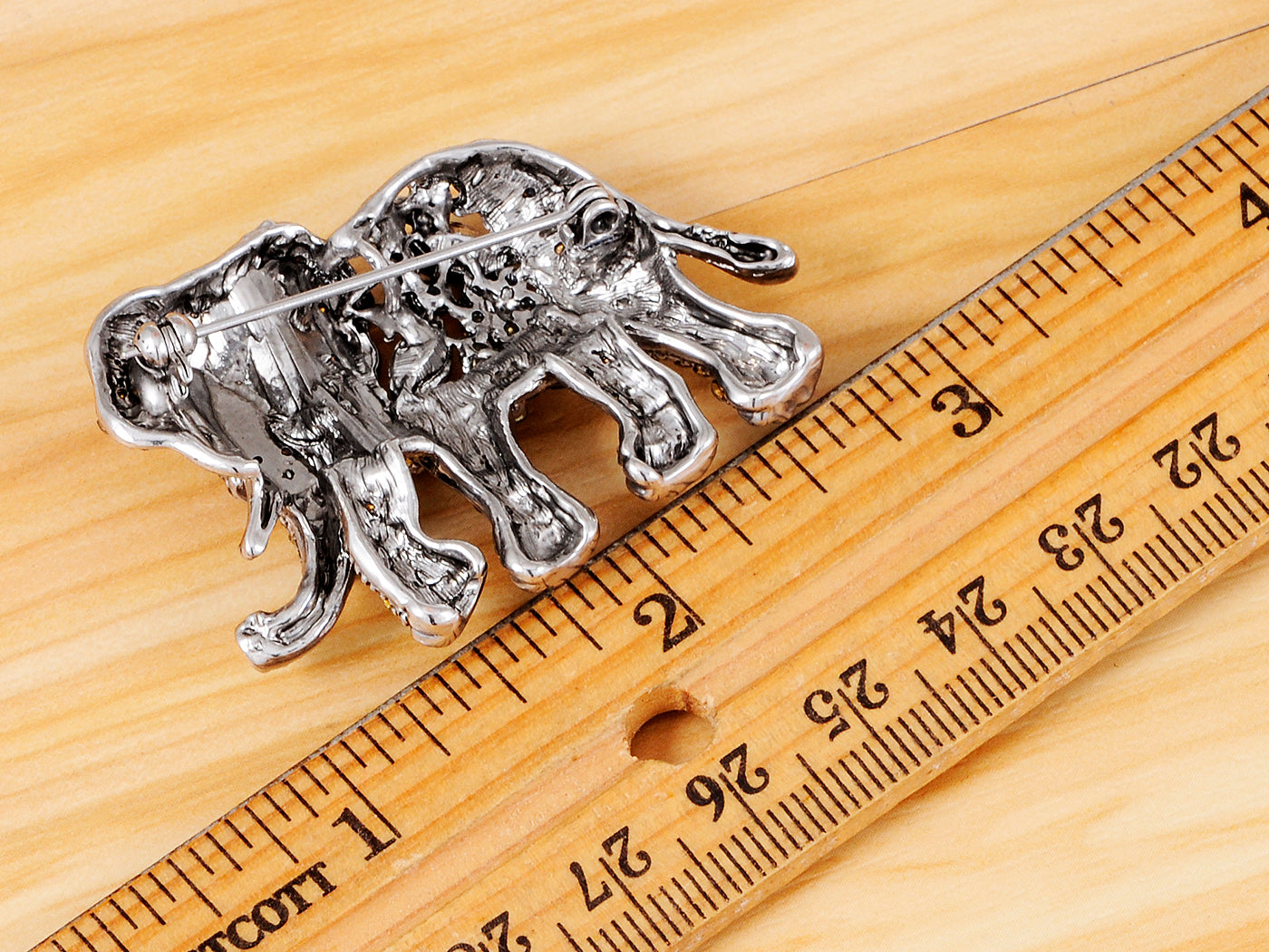 Indian African King Elephant Animal Kingdom Silver Brooch Pin