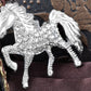 Silver Equestrian Galloping Horse Pony Jockey Race Animal Brooch Pin