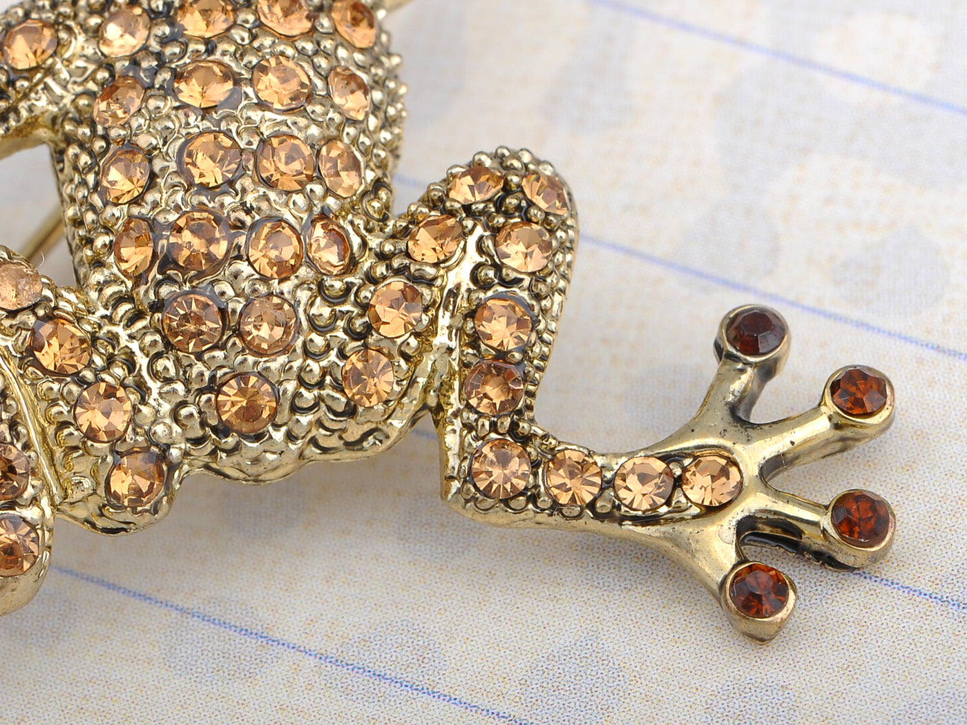 Topaz Colored Frog Toad Brooch Pin