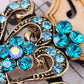 King Queen Sapphire Royal Aqua Blue Crown Brooch Pin