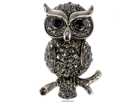 Owl Bird Perch Branch Sitting Able Brooch Pin