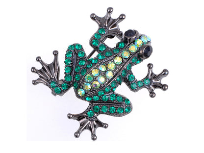 Emerald Green Prince Charmed Happy Frog Able Brooch Pin