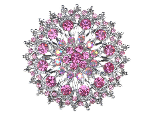 Pink Rose Royal Princess Crest Floral Wreath Bouquet Wedding Brooch Pin