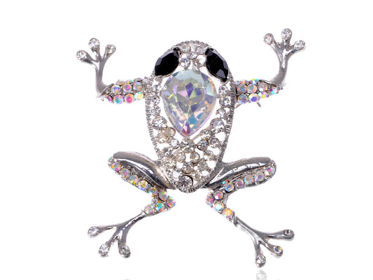 Precious Princess Black Leaping Frog Pet Brooch Pin