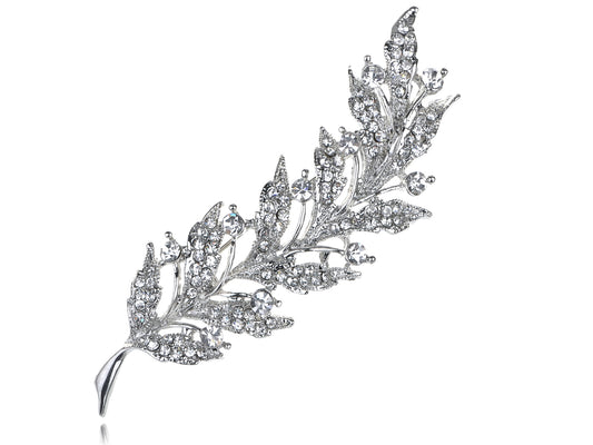 Feather Leaf Sliver Holiday Pin Brooch