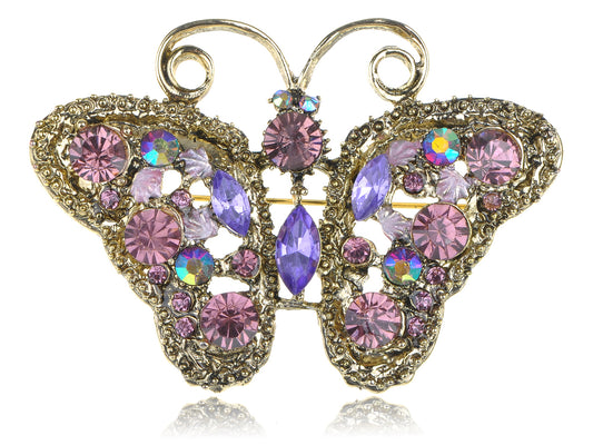 Soft Purple Cutout Butterfly Insect Brooch Pin