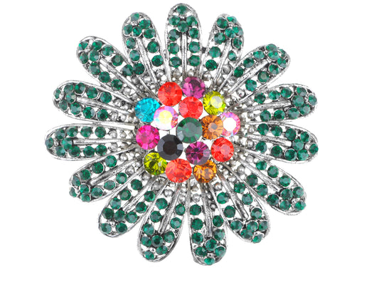 Trendy Statement Flower Multicolor Pin Brooch