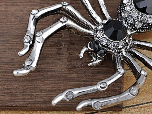 Pirate Gun Black Jeweled Spider Insect Pin Brooch