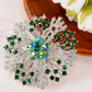 Women Green Flower Brooch Pins Wedding Bridal Gift