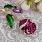 White Enamel Painted Rose Flower Pin Brooch