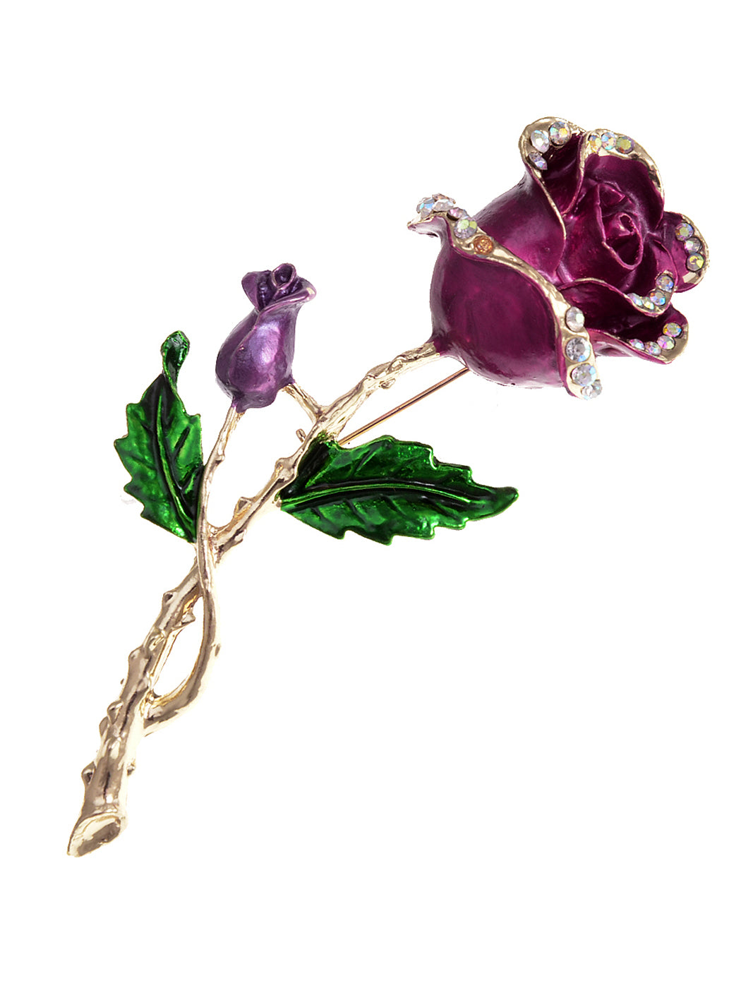 White Enamel Painted Rose Flower Pin Brooch