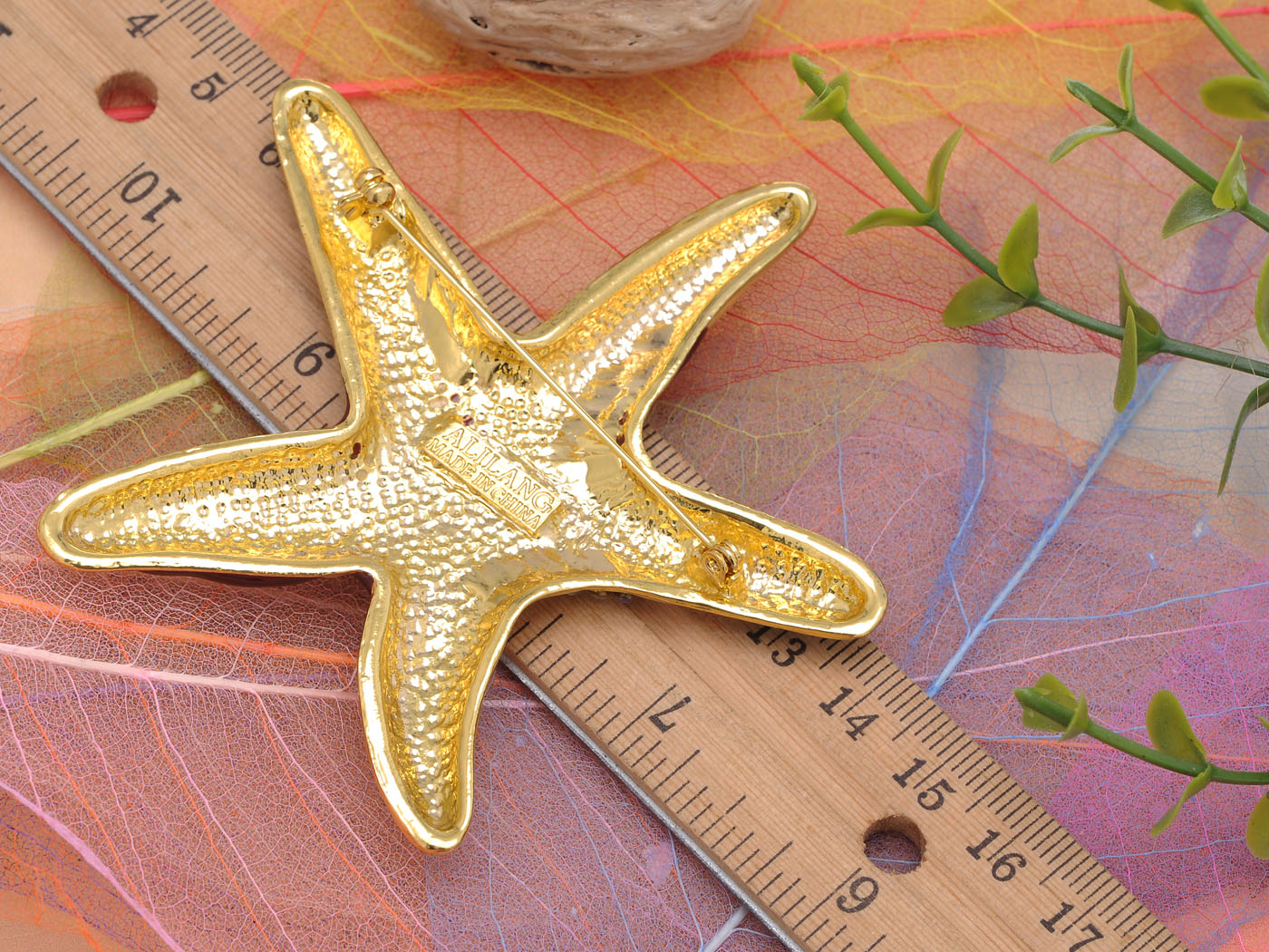 Yellow Enamel Starfish Conch Aurora Brooch Pin