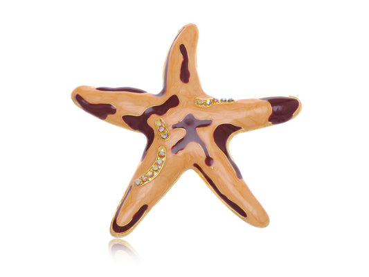 Yellow Enamel Starfish Conch Aurora Brooch Pin