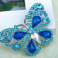 Deep Aqua Blue Sapphire Fairytale Butterfly Insect Brooch Pin