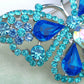 Deep Aqua Blue Sapphire Fairytale Butterfly Insect Brooch Pin