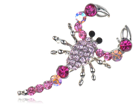 Hot Fuchsia Rose Pink Claw Scorpio Scorpion Pin Brooch