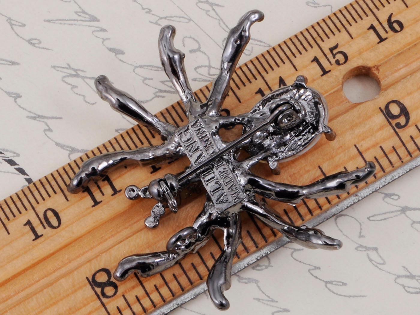 Pirate Gun Black Jeweled Spider Insect Pin Brooch