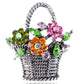 Gun Pink Topaz Green Spring Floral Square Basket Brooch Pin - ALILANG.COM
