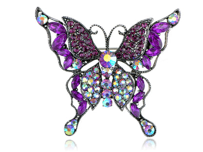 Purple Multilayer Butterfly Brooch Pin Aurora Borealis