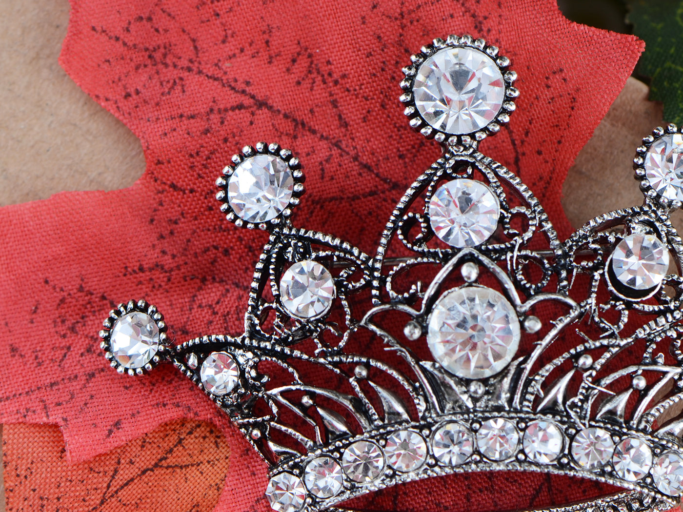 Antique Shine Smoker Topaz Princess Queen King Crown Brooch Pin Pendent