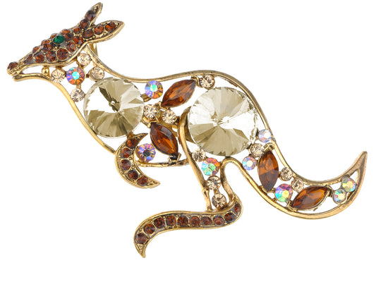 Topaz Colored Australian Kangaroo Cutout Brooch Pin