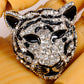 Black Silver Tiger Head King Of The Forest Brooch Pin