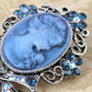 Beautiful Blue Sapphire Ab Cameo Maiden Ribbon Bow Pin Brooch