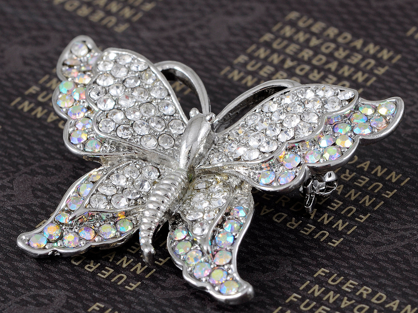 Solid Vintage Aurora Boreale Butterfly Brooch