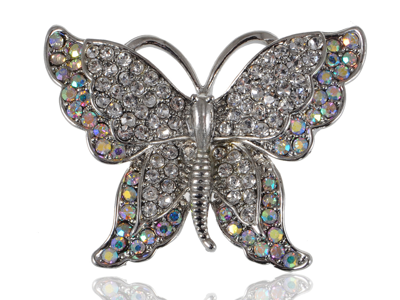 Solid Vintage Aurora Boreale Butterfly Brooch