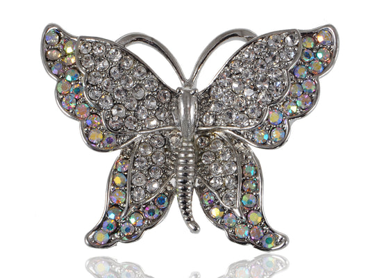 Solid Vintage Aurora Boreale Butterfly Brooch