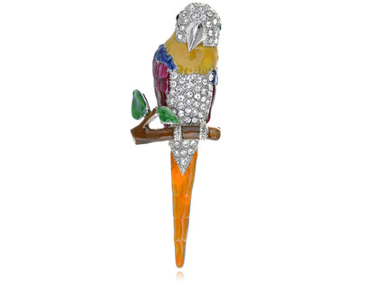 Bright Colorful Enamel Paint Tropical Parrot Bird Pin Brooch