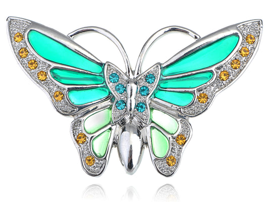 Turquoise Green Butterfly Brooch Pin