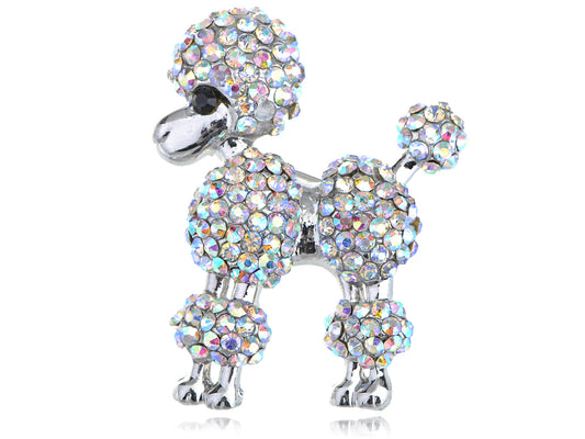 Iridescent Poodle Puppy Show Dog Brooch Pin