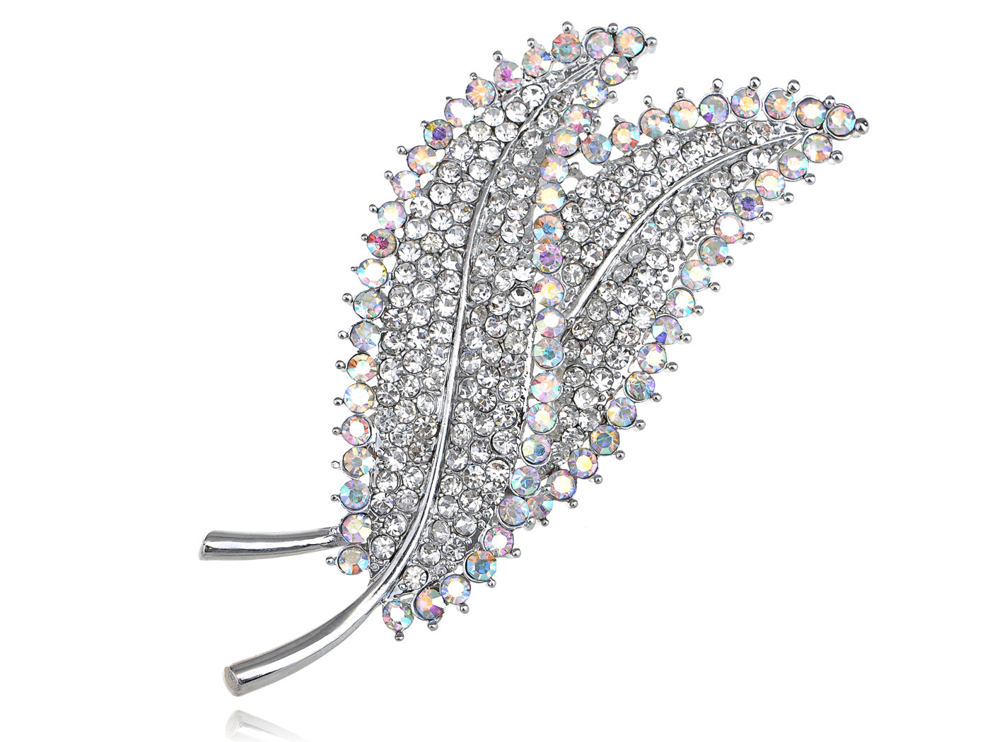 Aurore Boreale Twin Tree Leaf Pair Pin Brooch