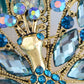 Antique Shine Blue Peacock Bird Brooch Pin