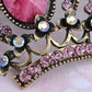 Antique Pink Vintage Princess Queen Crown Brooch Pin
