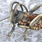 Antique Topaz Colored Grasshopper Cricket Brooch Pin