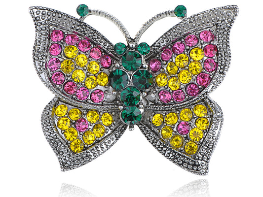 Fuchsia Pink Green Lime Flirty Fun Butterfly Love Pin Brooch