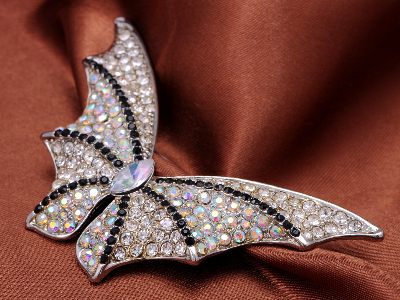 Cool Rhinestone Bat Winged Butterfly Pin Brooch