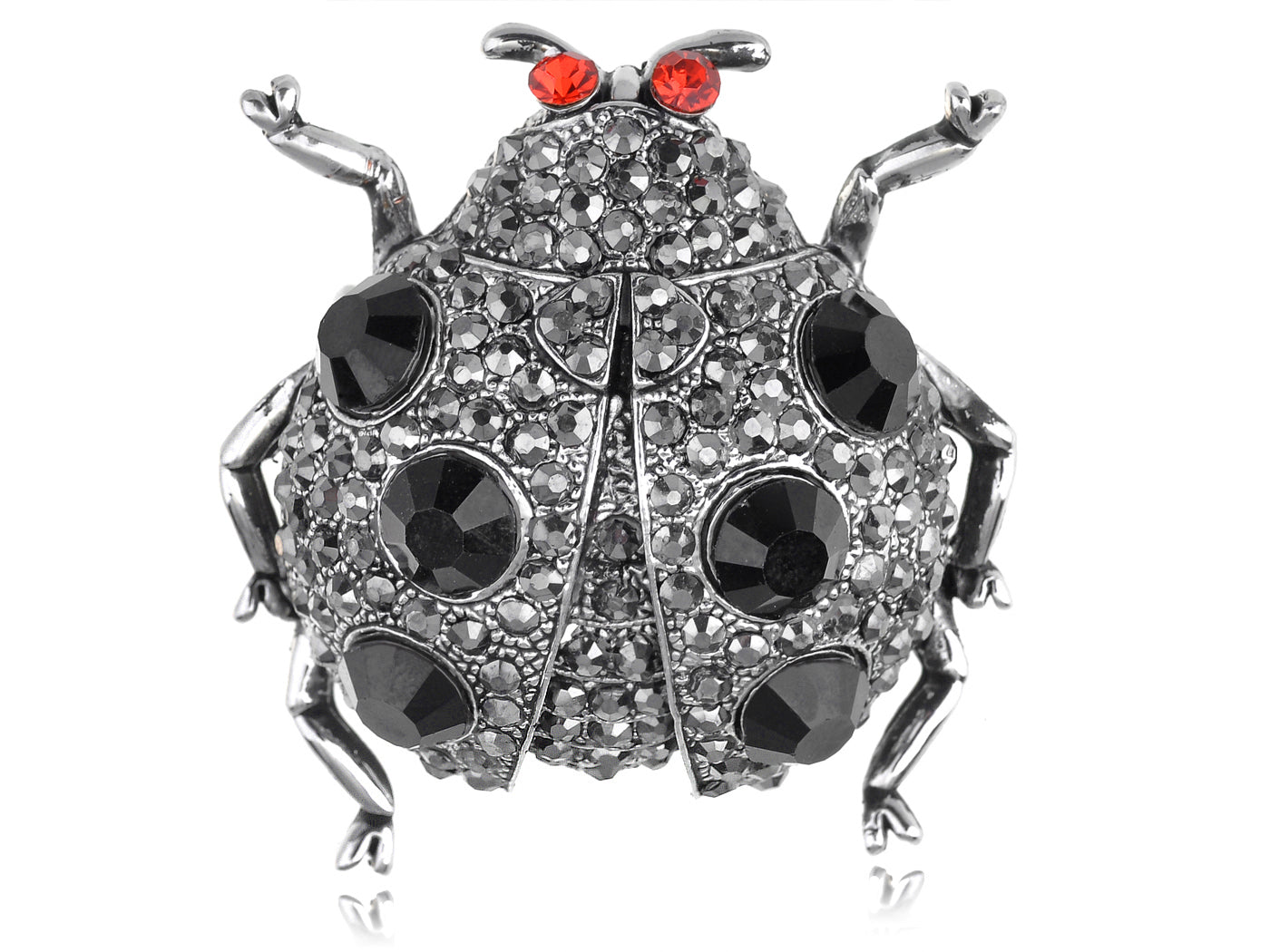 Black Red Eyed Fat Ladybug Insect Brooch Pin