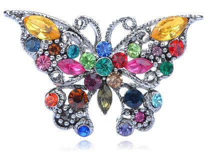 Rainbow Multi Colored Butterfly Insect Bug Wings Brooch Pin