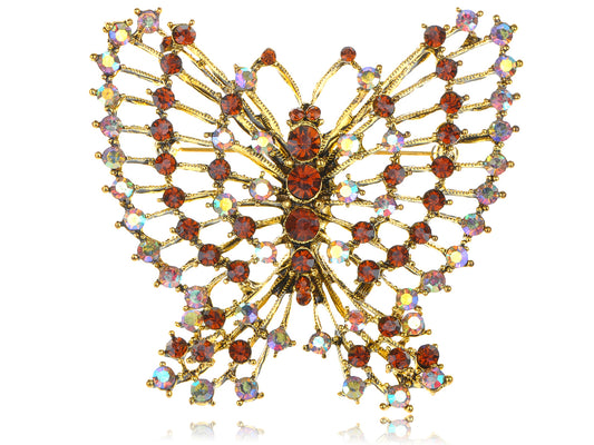 Topaz Outline Antique Flying Butterfly Pin Brooch