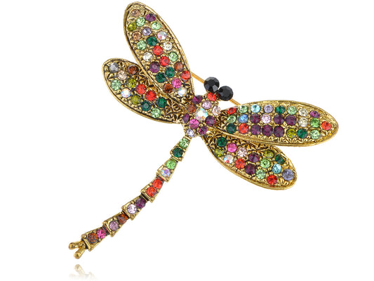 Petite Colorful Rainbow Pride Flying Dragonfly Pin Brooch