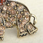 Antique Bronze Brass Topaz Elephant Pin Brooch