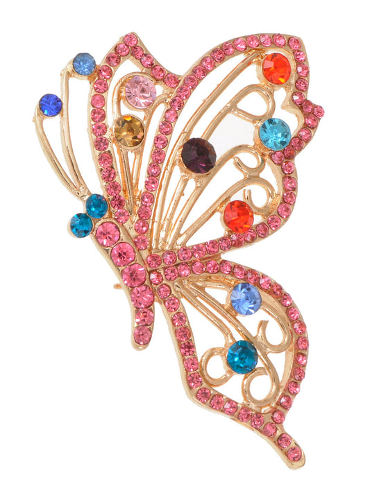 Rainbow Blue Red Color Pink Cartoon Butterfly Pin Brooch