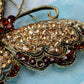 Antique Brass Red Topaz Butterfly Bug Brooch Pin